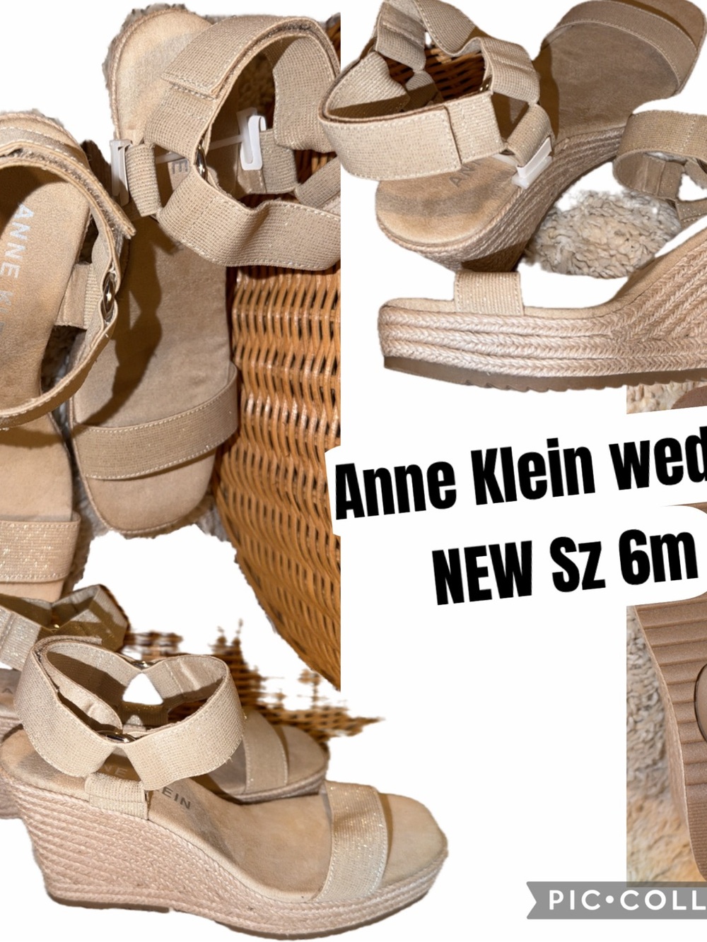Anne Klein Tan Espadrille Wedge Sandals